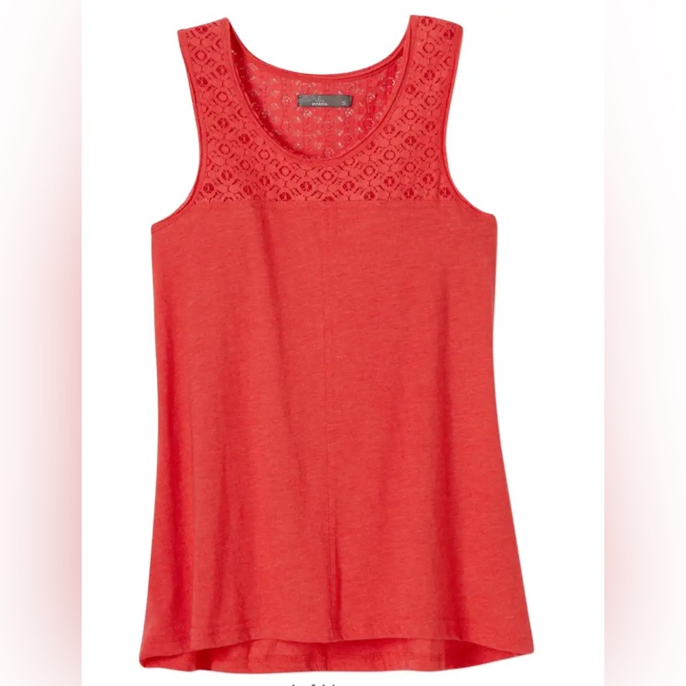 Prana Cassi tank top women’s red with lace sz S